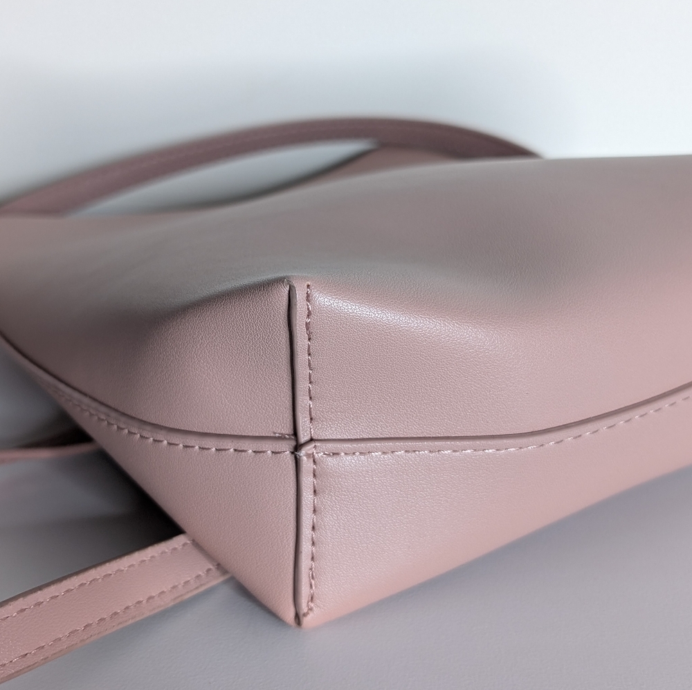Anthropologie Samara Vegan Leather Minimalist Crossbody Pink Peony Medium - Picture 7 of 11